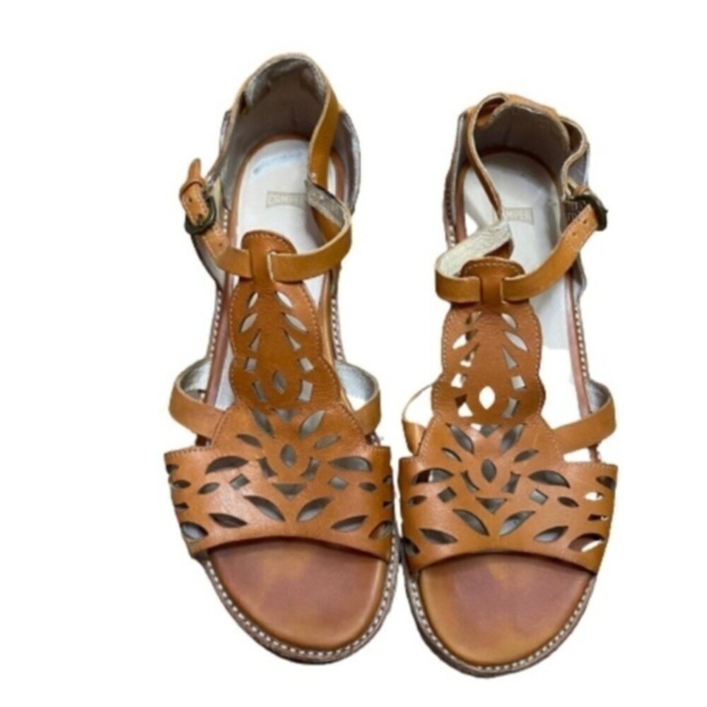 Camper Damas Wedge Sandals Leather Uppers Women Size 37 - Picture 1 of 8